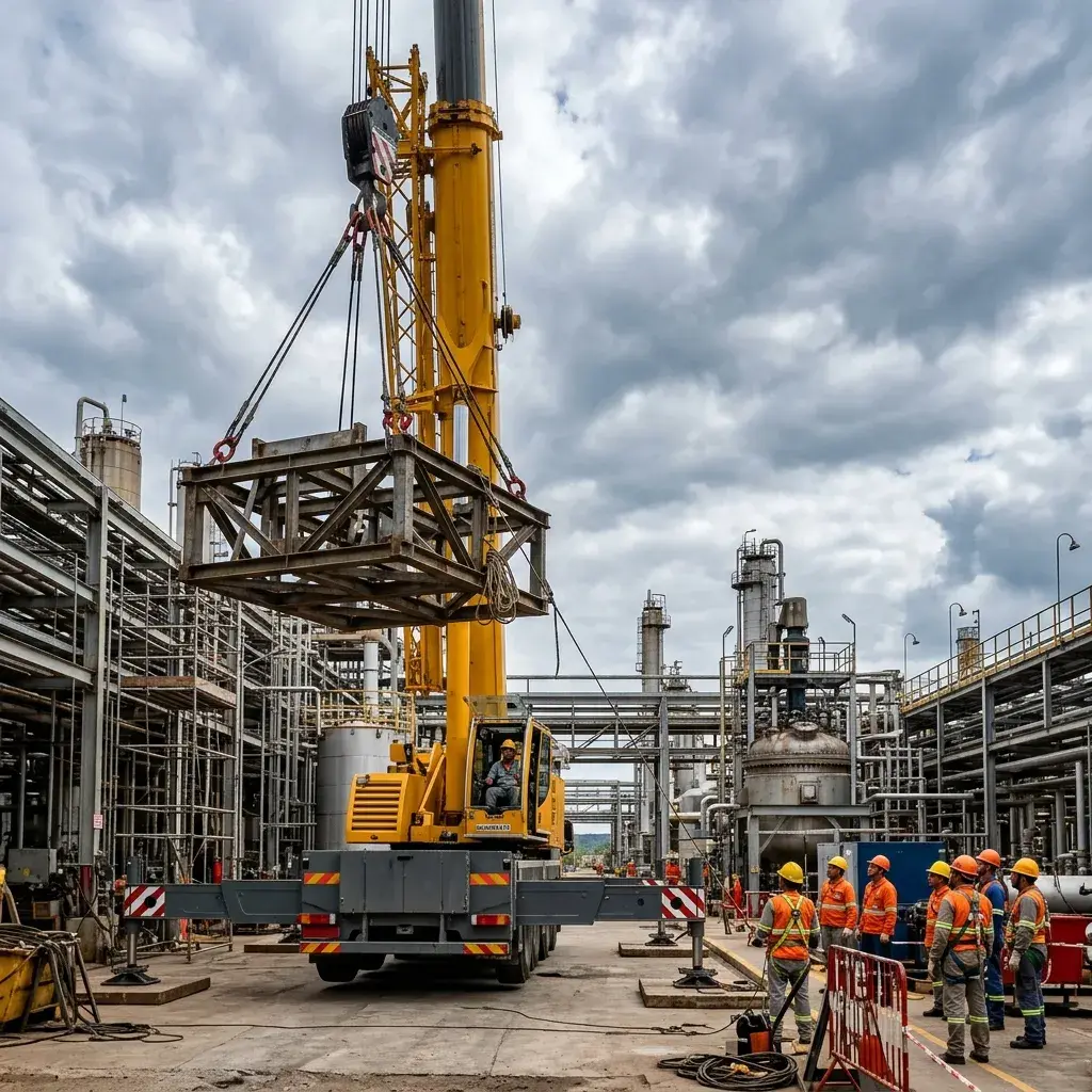 Locação de Guindaste em Araucária: Içamento Industrial com Segurança e Agilidade